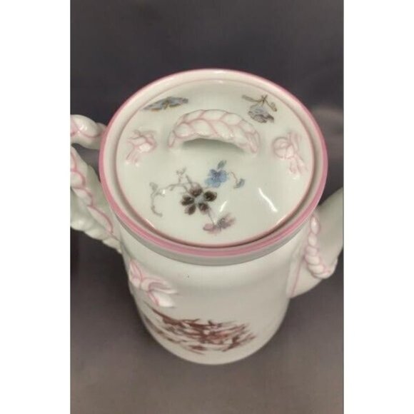 Antique Haviland Limoges English Registry 11pc Pink Braided Rope Handles Tea Set - Picture 10 of 12